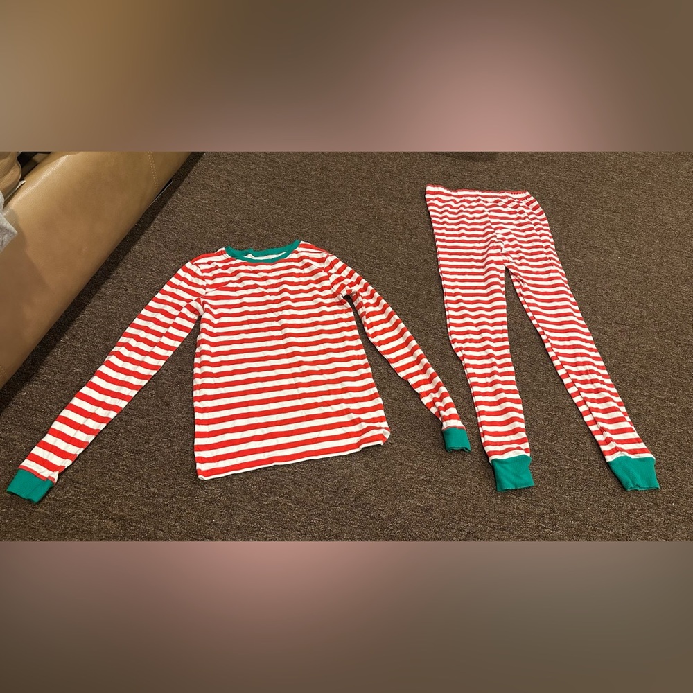 Festive Striped Kids Pajama Set in Red and White